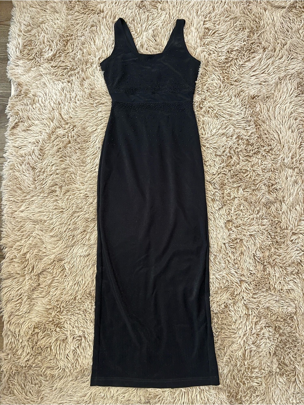 Adrianna Papell Black Sleeveless Maxi Dress 6P